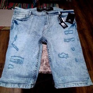 Men's XRay Acid Washed  STRETCH Denim Shorts W34
